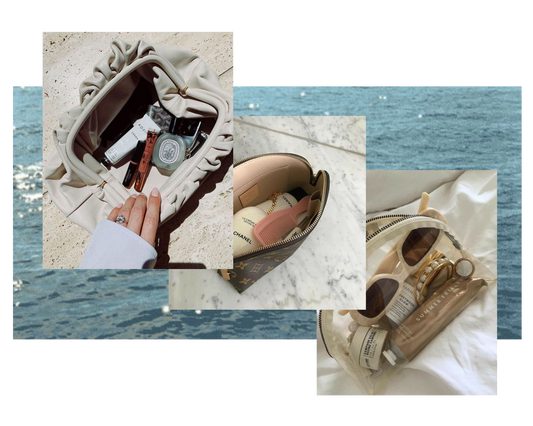 Three toiletry bags, the first one is Bottega Veneta toiletry bag, the second one is Louis Vuitton toiletry bag.