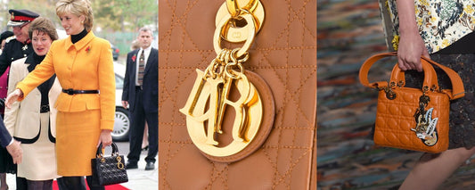 The Lady Dior bag in orange and worn by Princess Diana