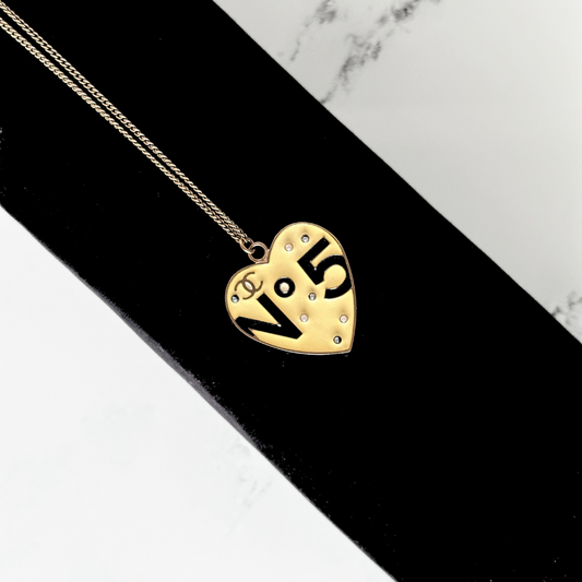Chanel Chanel 5 Heart Logo Necklace Gold Metal - Necklaces - Etoile Luxury Vintage