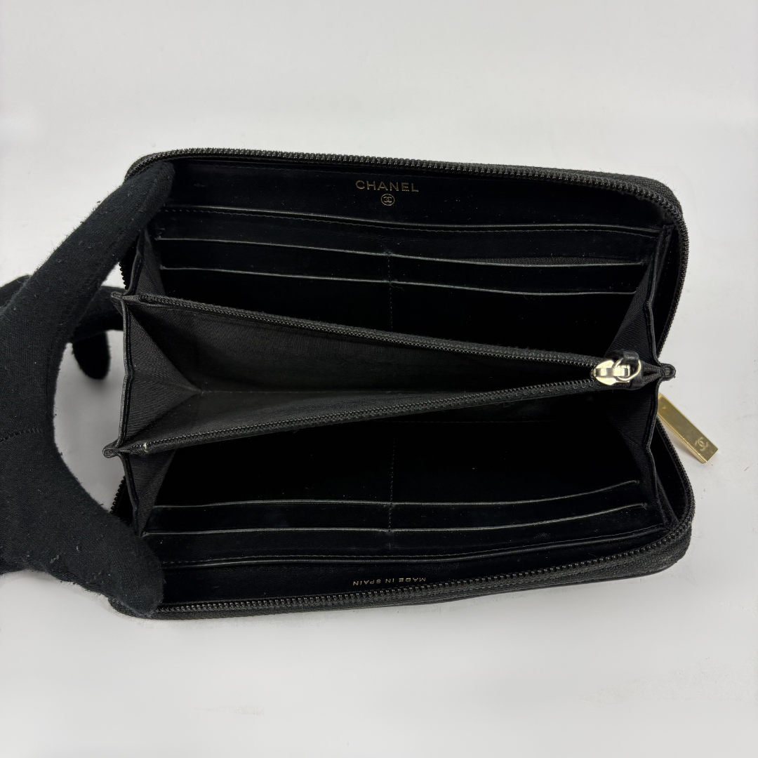 Black Chanel Wallet on white background