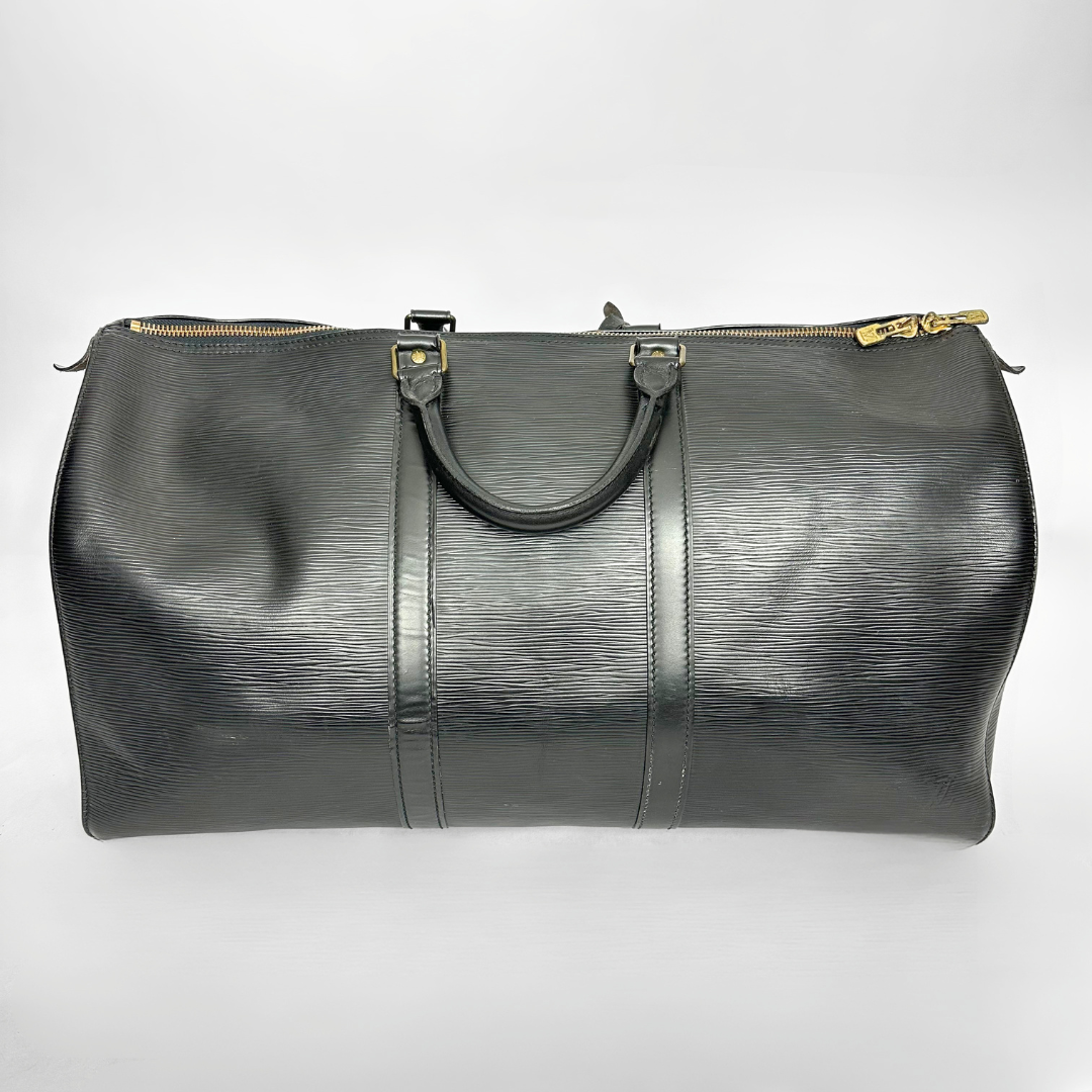 Louis Vuitton Keepall 50 Epi black front view