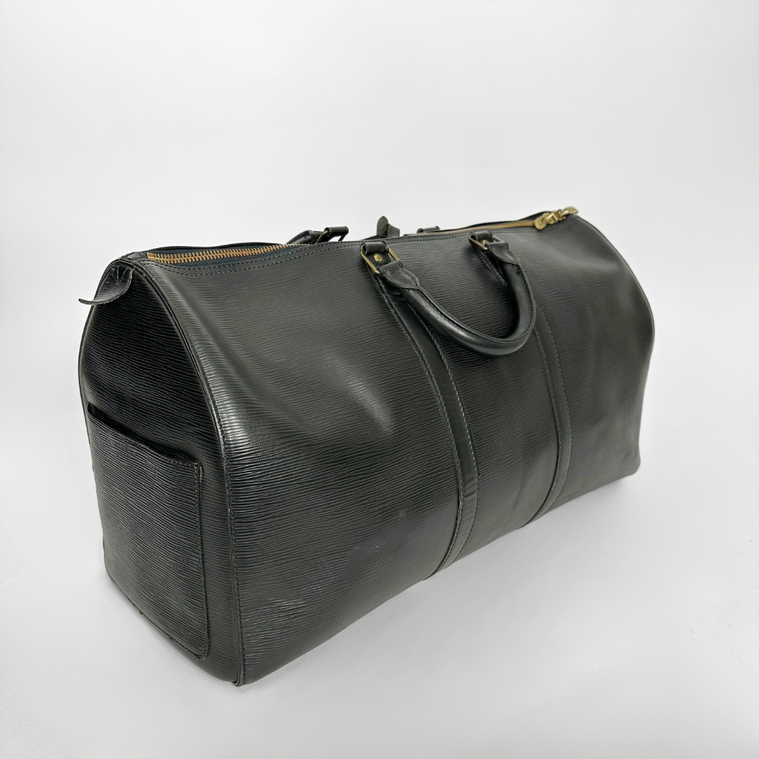 Louis Vuitton Keepall 50 Epi black lateral view