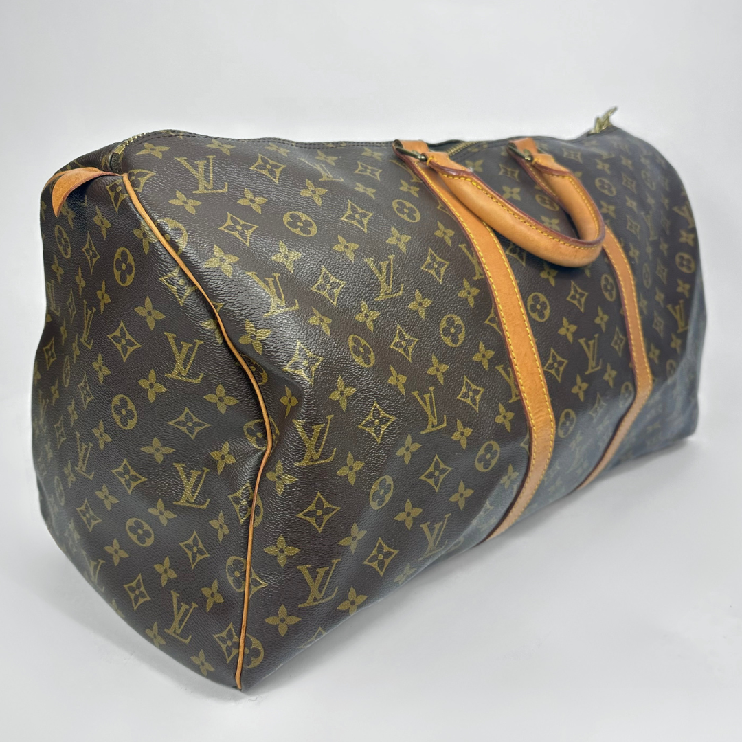 Louis Vuitton Keepall 55 on a white background