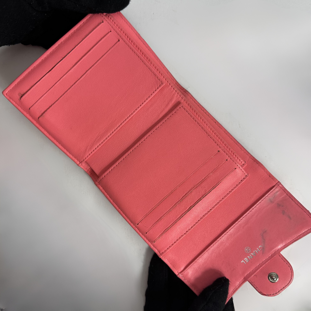 Chanel 2.55 Small Wallet Pink on white background