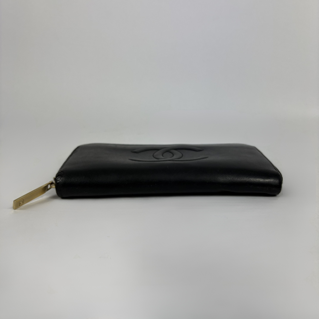 Black Chanel Wallet on white background
