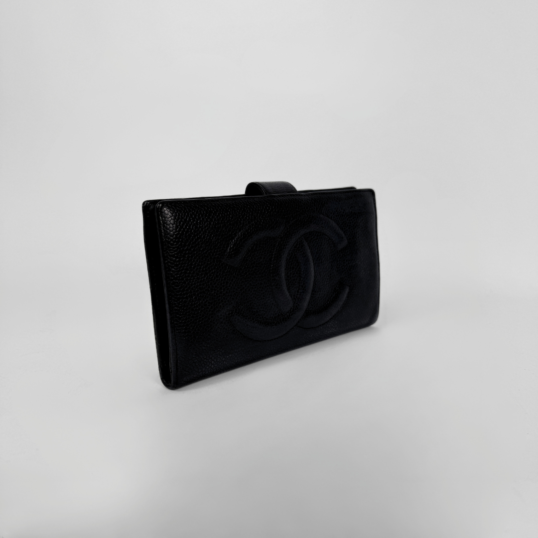 Chanel Wallet Large Black Caviar Leather
