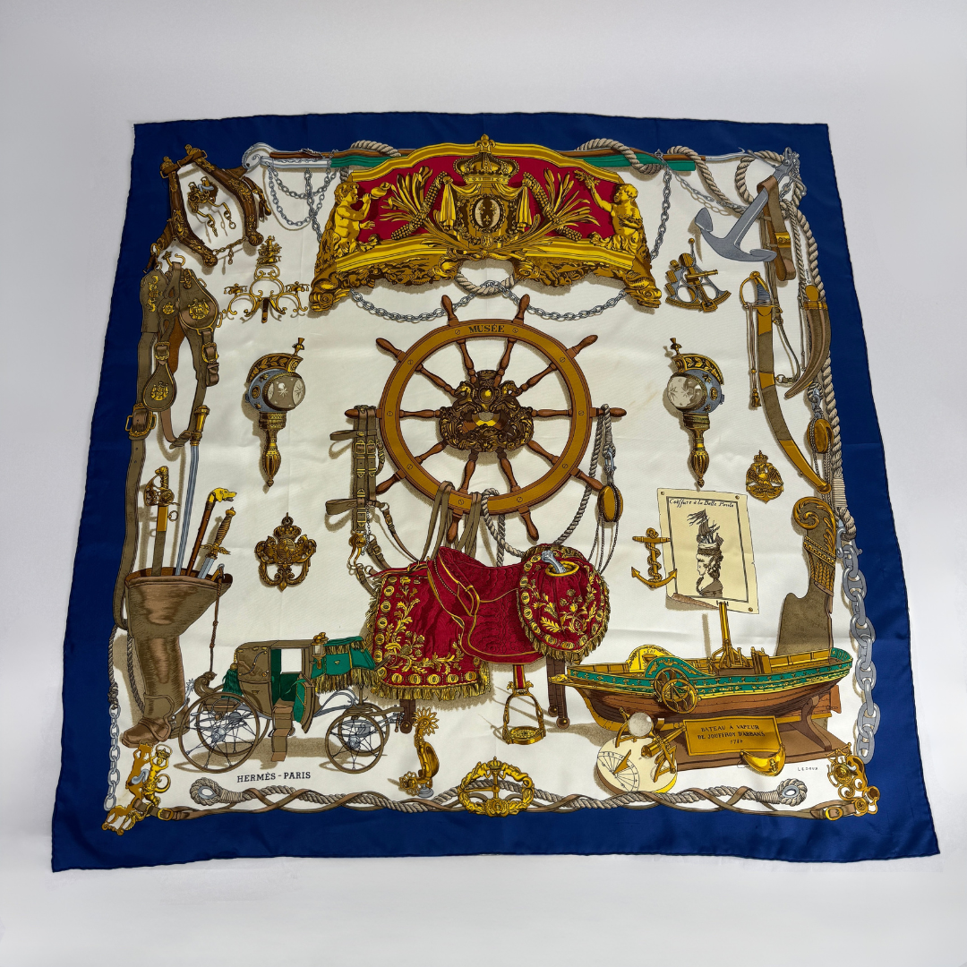 Hermes scarf on white background